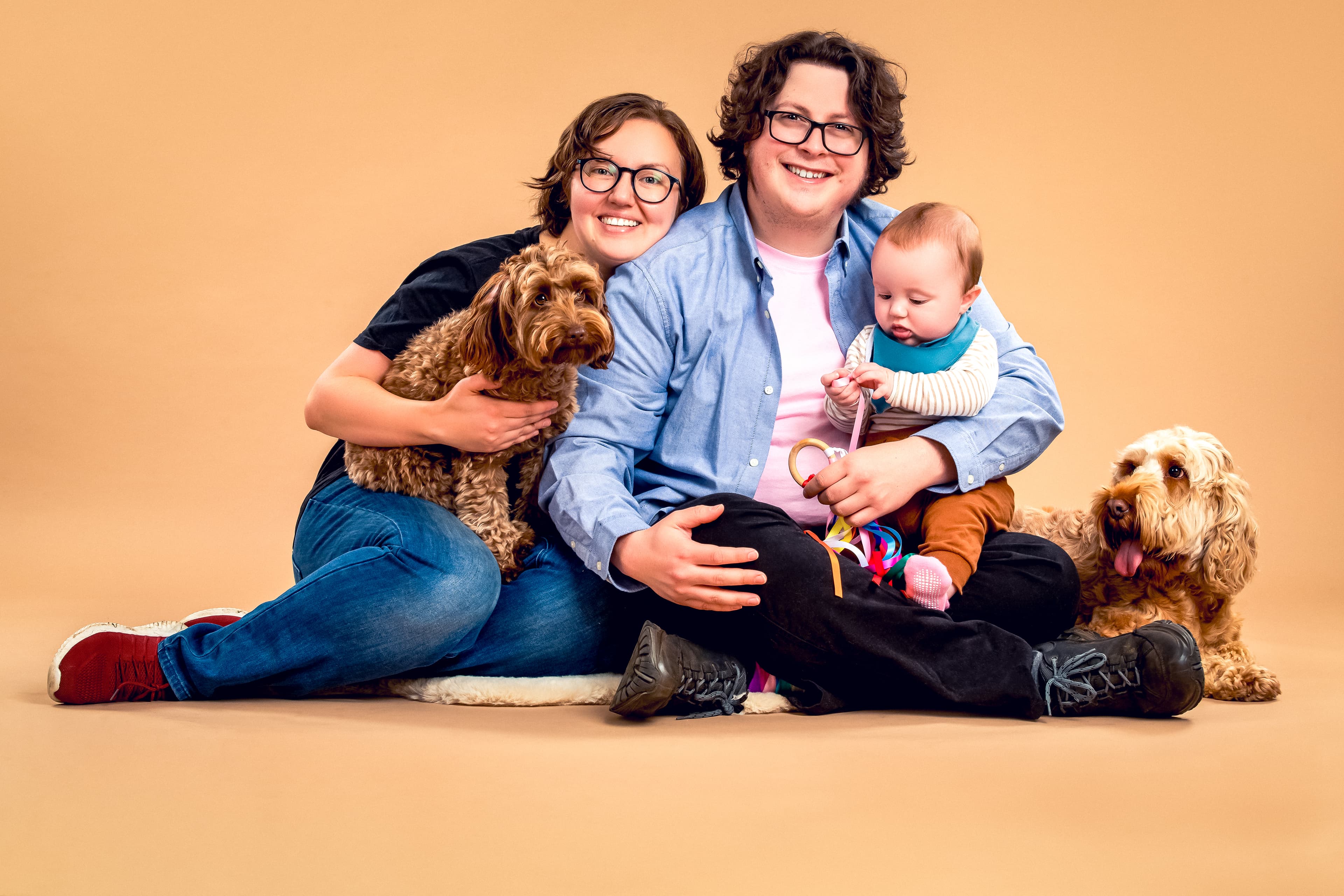 Couple with dogs family portrait