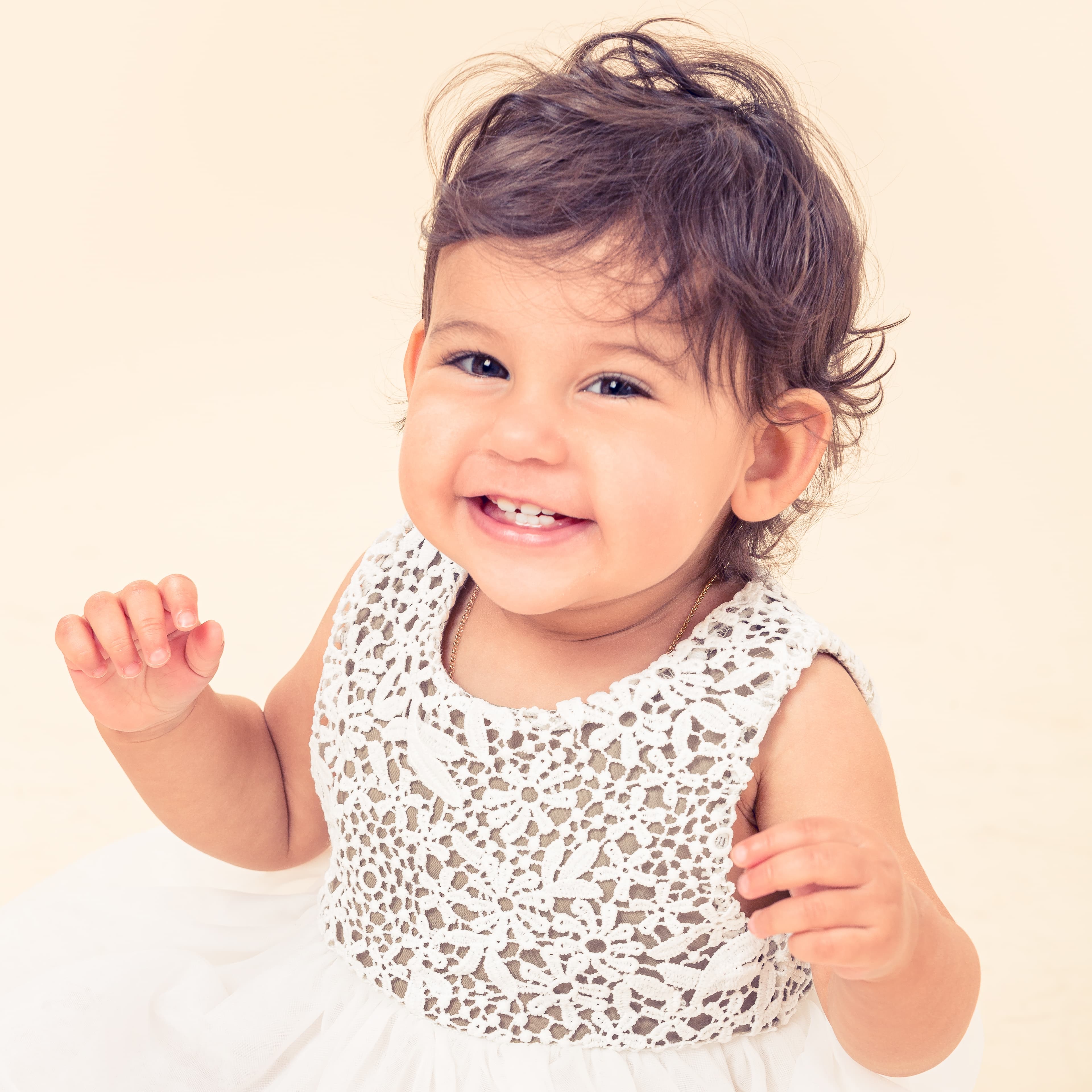 Baby girl smiling in Edinburgh studio