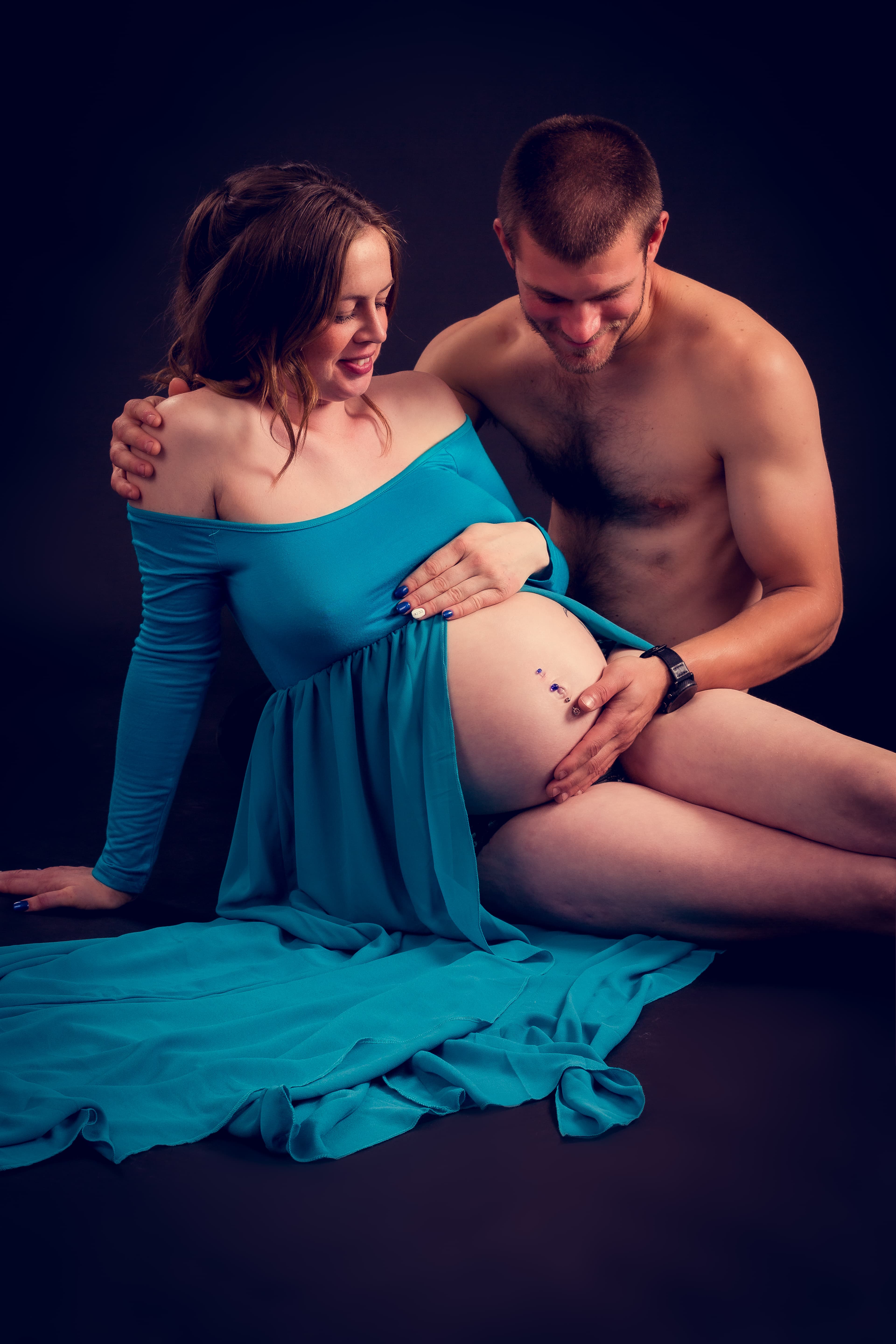 Couple together during maternity photography session Edinburgh